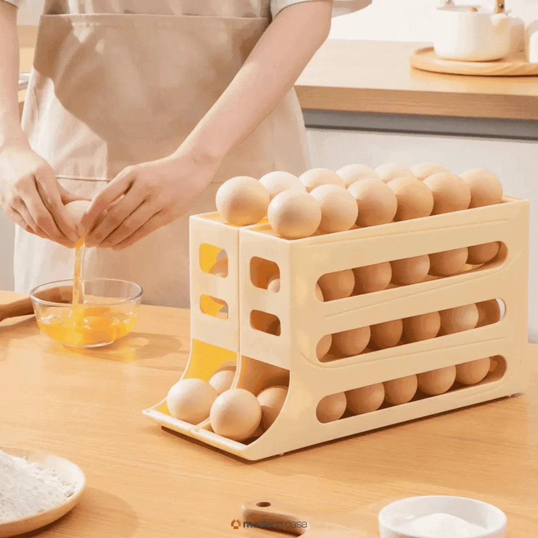 Organizador Porta-Ovos com Rolagem Automática 4 andares