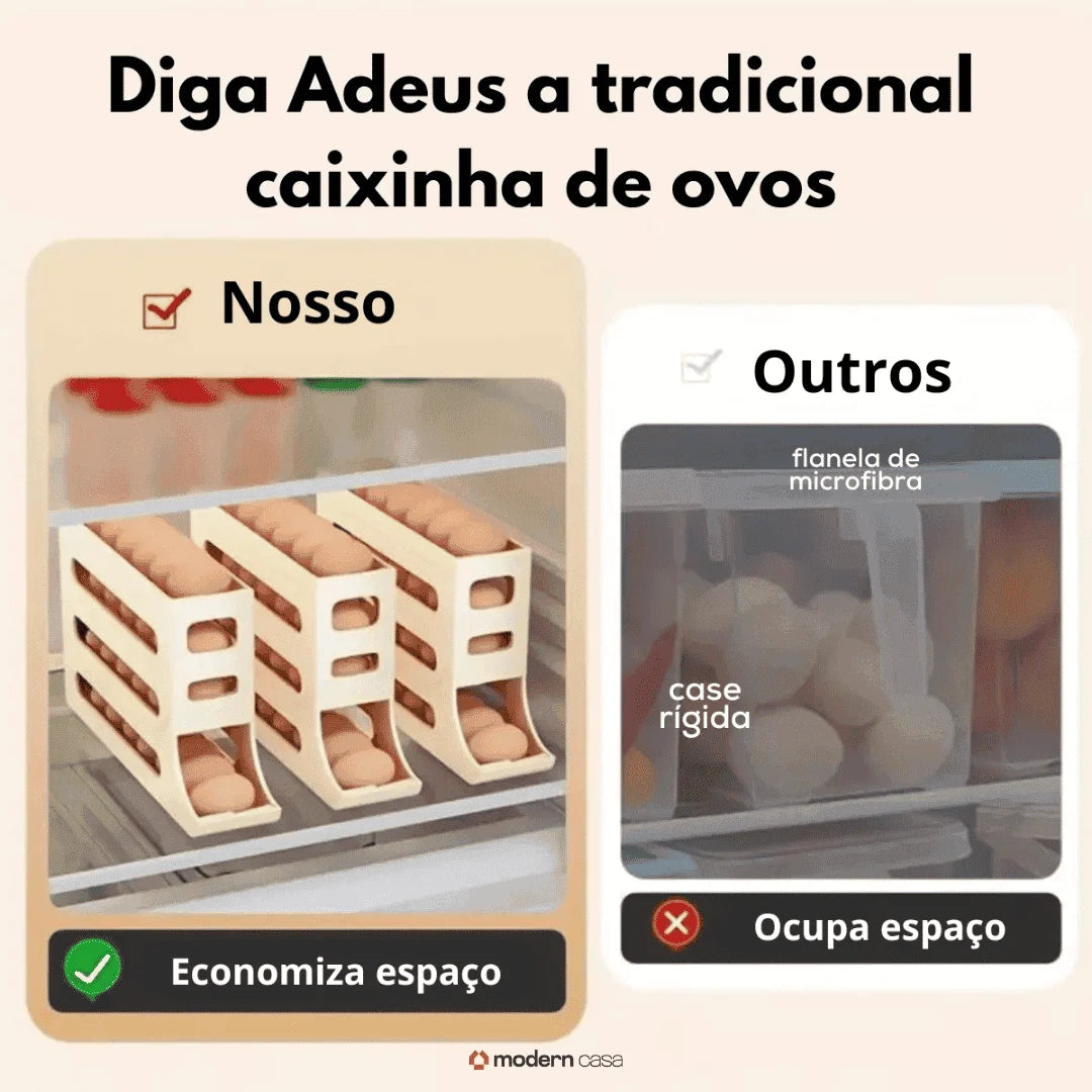 Organizador Porta-Ovos com Rolagem Automática 4 andares